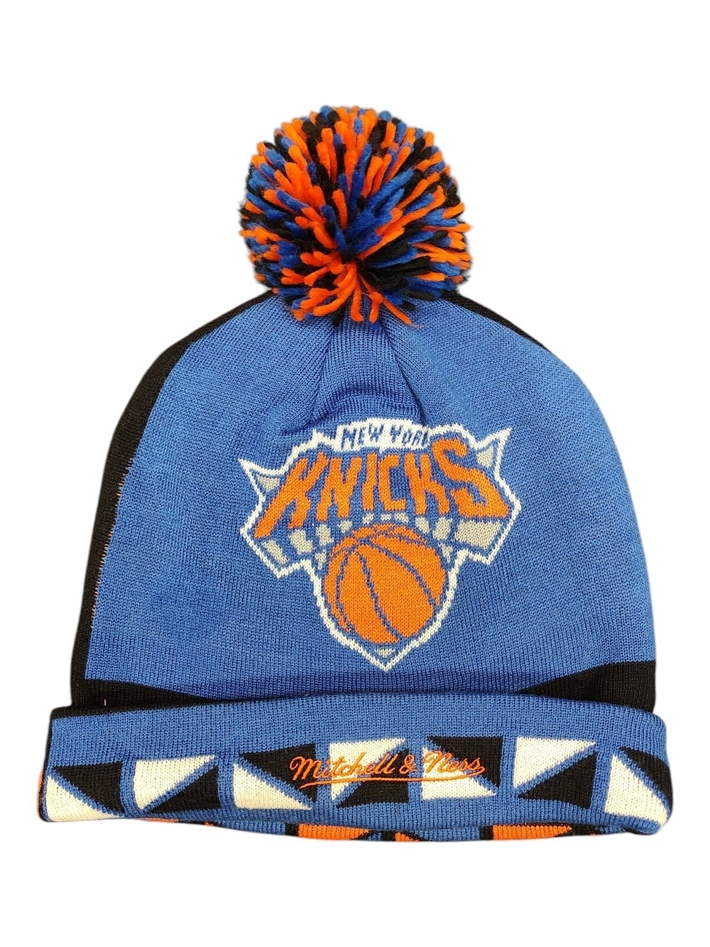 Mitchell & Ness New York Knicks Blue Pom Beanie